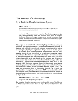 The Transport of Carbohydrates by a Bacterial Phosphotransferase System