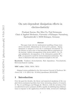 On Rate-Dependent Dissipation Effects in Electro-Elasticity Arxiv