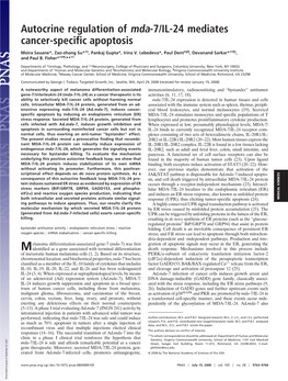 Autocrine Regulation of Mda-7/IL-24 Mediates Cancer-Specific Apoptosis