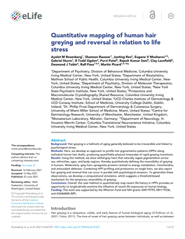 Quantitative Mapping of Human Hair Greying and Reversal in Relation to Life Stress