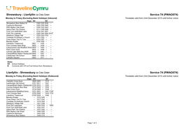 PTI Cymru A4 Landscape Timetable