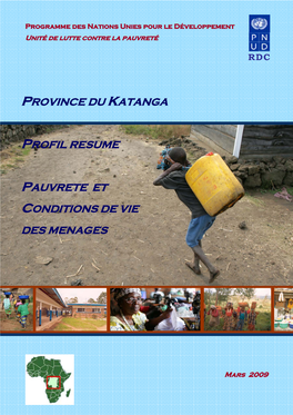 Province Du Katanga Profil Resume Pauvrete Et Conditions De Vie Des Menages