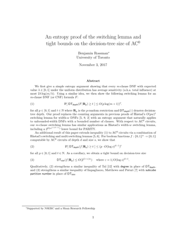 An Entropy Proof of the Switching Lemma and Tight Bounds on the Decision-Tree Size of AC0