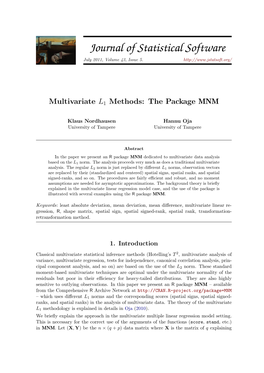 Multivariate L1 Statistical Methods: the Package