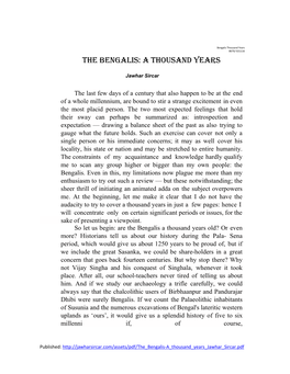 The Bengalis: a Thousand Years