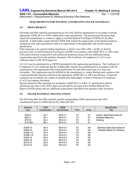 Requirements for Welding and Brazing Filler Materials