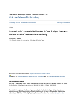 A Case Study of the Areas Under Control of the Palestinian Authority