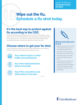 Wipe out the Flu. Schedule a Flu Shot Today