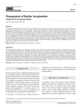 Management of Basilar Invagination Tratamento De Invaginação Basilar Andrei Fernandes Joaquim1, MD, Phd