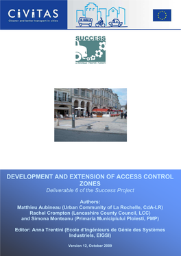 DEVELOPMENT and EXTENSION of ACCESS CONTROL ZONES Deliverable 6 of the Success Project