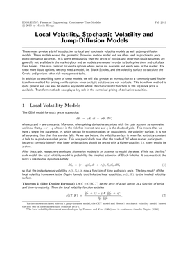 Local Volatility, Stochastic Volatility and Jump-Diffusion Models