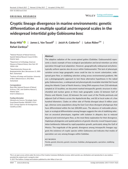 Cryptic Lineage Divergence in Marine Environments: Genetic Differentiation at Multiple Spatial and Temporal Scales in the Widespread Intertidal Goby Gobiosoma Bosc