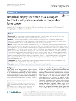 Bronchial Biopsy Specimen As a Surrogate for DNA Methylation Analysis in Inoperable Lung Cancer