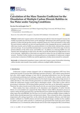 Calculation of the Mass Transfer Coefficient for the Dissolution of Multiple Carbon Dioxide Bubbles in Sea Water Under Varying C