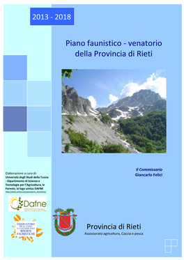 Piano Faunistico - Venatorio Della Provincia Di Rieti