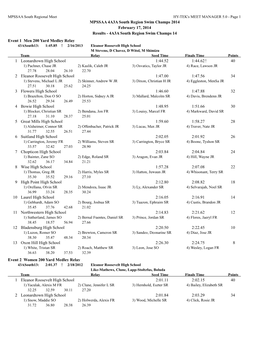 MPSSAA 4A3A South Region Swim Champs 2014 February 17, 2014 Results - 4A3A South Region Swim Champs 14