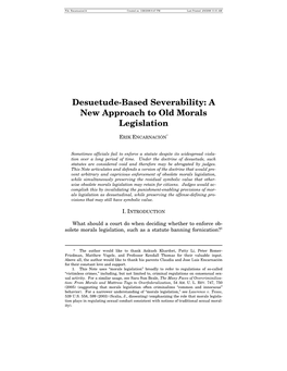 Desuetude-Based Severability: a New Approach to Old Morals Legislation