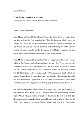 Klaus Bästlein Erich Mielke