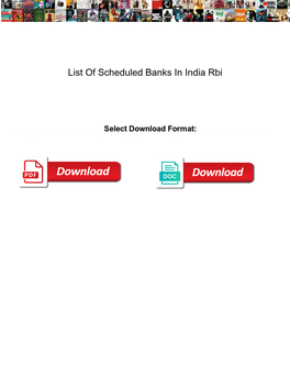 List of Scheduled Banks in India Rbi Cara