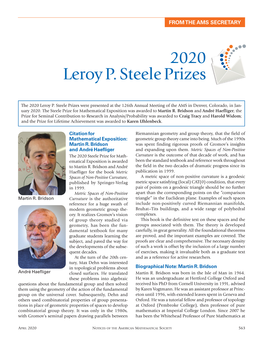 2020 Leroy P. Steele Prizes