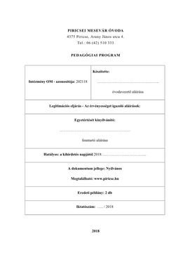 Pedagógiai Program