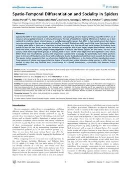 Spatio-Temporal Differentiation and Sociality in Spiders