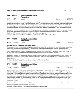 Peter A. Allard School of Law 2020-2021 Course Descriptions Page 1 of 150