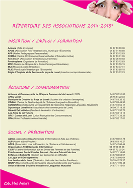 Répertoire Des Associations 2014-2015*