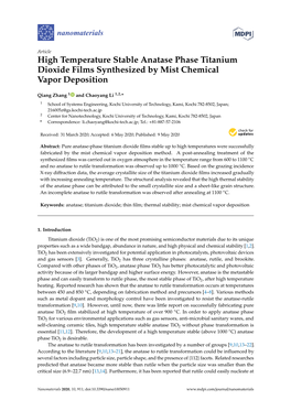 High Temperature Stable Anatase Phase Titanium Dioxide Films Synthesized by Mist Chemical Vapor Deposition