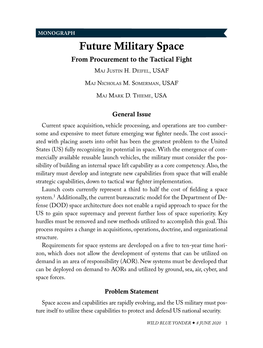 Future Military Space from Procurement to the Tactical Fight