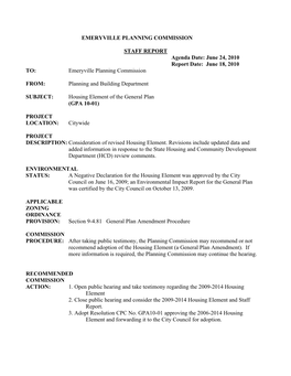 Housing Element of the General Plan (GPA 10-01)