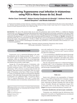 Monitoring Trypanosoma Cruzi Infection in Triatomines Using PCR in Mato Grosso Do Sul, Brazil