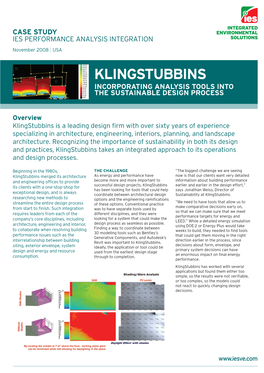 KLINGSTUBBINS Incorporating Analysis Tools Into the Sustainable Design Process