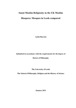 Sunni Muslim Religiosity in the UK Muslim Diaspora: Mosques in Leeds Compared