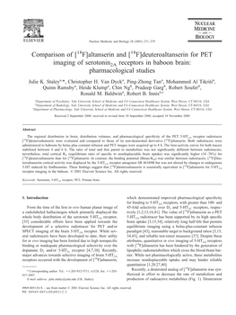 Altanserin and [18F]Deuteroaltanserin for PET