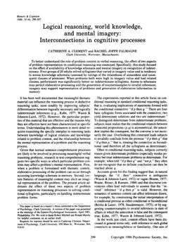 Logical Reasoning, World Knowledge, and Mental Imagery: Interconnections in Cognitive Processes