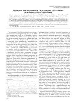 Ribosomal and Mitochondrial DNA Analyses of Xiphinema Americanum-Group Populations Stela S