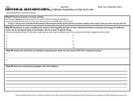 HISTORICAL ARGUMENTATION… African Americans in the Civil War (See Writing Guidelines in Your Binder for Formula)