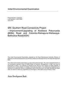 47182-001: Southern Road Connectivity Project