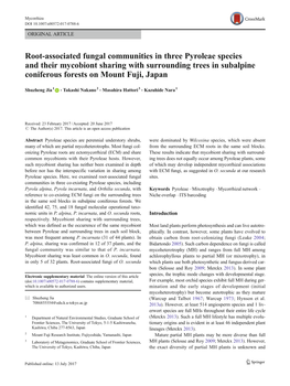 Root-Associated Fungal Communities in Three Pyroleae Species and Their Mycobiont Sharing with Surrounding Trees in Subalpine Coniferous Forests on Mount Fuji, Japan