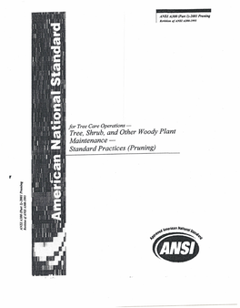 Tree, Shrub, and Other Woody Plant Maintenance - Standard Practices (Pruning)