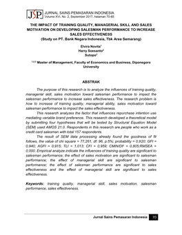 Jurnal Sains Pemasaran Indonesia 70 the Impact Of