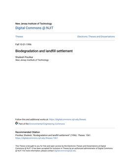 Biodegradation and Landfill Settlement