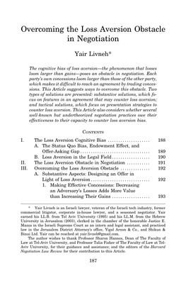 Overcoming the Loss Aversion Obstacle in Negotiation