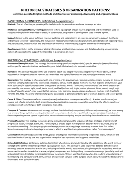 Rhetorical Strategies & Organization Patterns