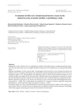 Evaluation of Effect of a Vitamin-Based Barrier Cream on the Clinical Severity of Actinic Cheilitis