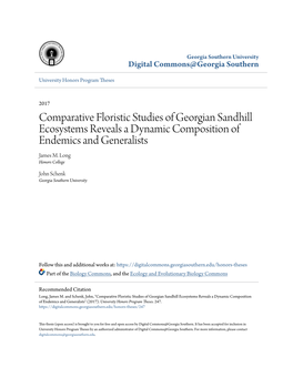 Comparative Floristic Studies of Georgian Sandhill Ecosystems Reveals a Dynamic Composition of Endemics and Generalists James M