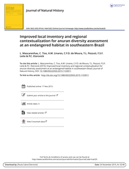 Improved Local Inventory and Regional Contextualization for Anuran Diversity Assessment at an Endangered Habitat in Southeastern Brazil