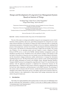 Design and Development of Long-Term Care Management System Based on Internet of Things