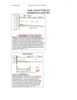 MAR 110 LECTURE #22 Standing Waves and Tides